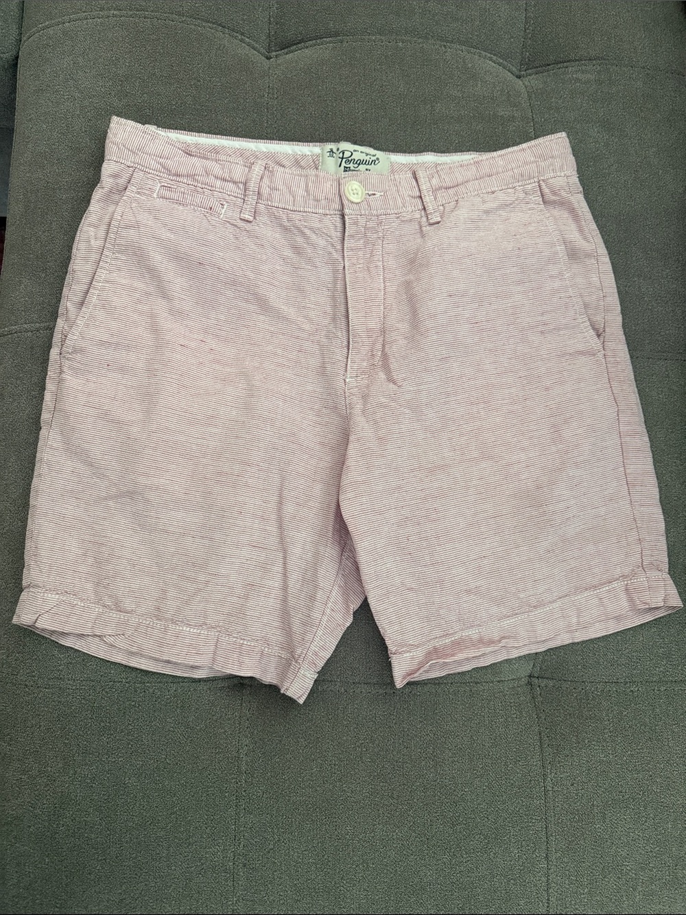 Original Penguin Men’s Light Pink Casual Linen Shorts